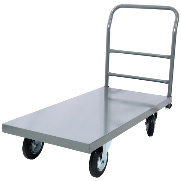 Platform Truck Industrial Flat Dolly Cart with Wheels - Heavy Duty 24 x 48 Cart - 2000lb Capacity Flatbed Hand TruckSteel Smooth Deck Platform Truck 24 In. x 48 In. 2000 Lb. Capacity, Dark Gray color