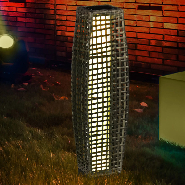   Gray Solar Floor Lamp, Outdoor Garden Lantern 