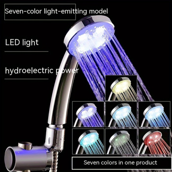 LED Color-Changing Rainfall Shower Head Set with Hose & Base – Water-Saving, Battery-Free Design for Modern Bathrooms