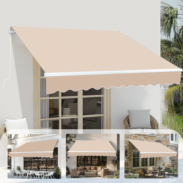 98.4"D x 117"W x 59"H retractable awning Khaki