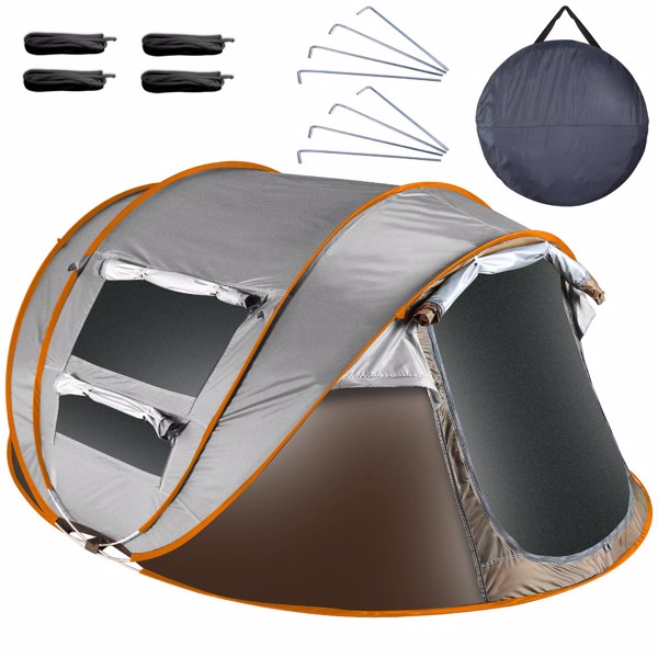 5-8 Person Pop Up Tent Automatic Setup Camping Tent Waterproof Instant Setup Tent with 4 Mosquito Net Windows Carrying Bag for Hiking Climbing Adventure Fishing