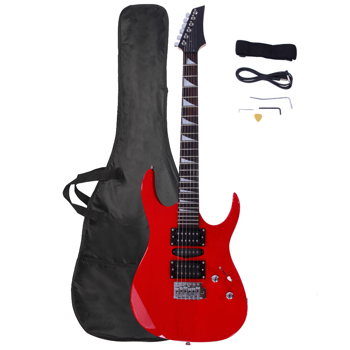 Novice Entry Level 170 Electric Guitar HSH Pickup   Bag   Strap   Paddle   Rocker   Cable   Wrench Tool Red