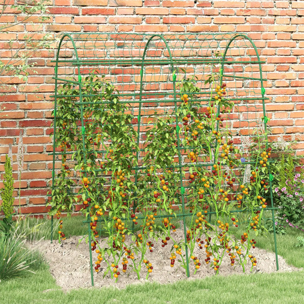 Outdoor Metal Garden Trellis with Climbing Net,57" x 66" x 81", Green 