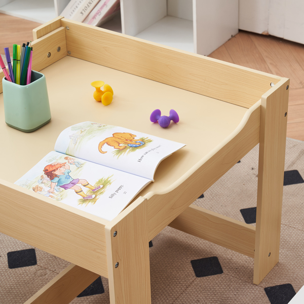 Children's Wooden Table And Chair Set With Two Storage Bags (One Table And Two Chairs)