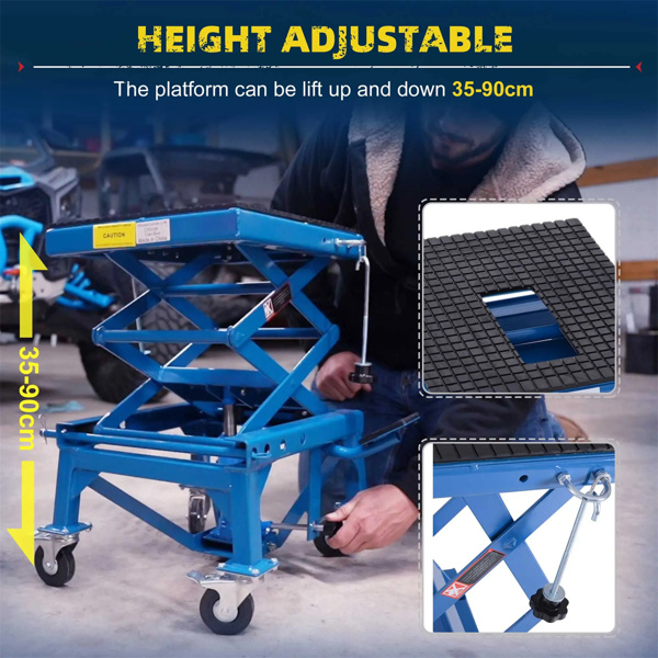 Hydraulic Motorcycle Scissor Jack Lift 300lbs Foot Step Wheels for Dirt Bikes