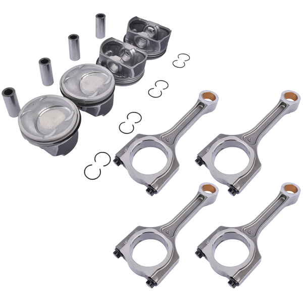 Set of 4 Engine Piston and Connecting Rod Kit for Hyundai Sonata Kia Sorento Optima 2.4L L4 2011-2013 23510-2G540 23410-2G511