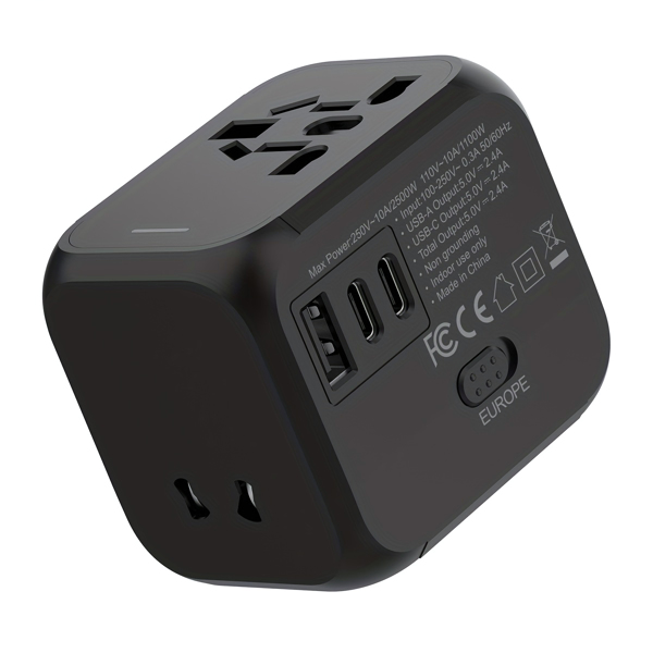 Foldable European Travel Plug Adapter – Universal Type C Adapter for 180+ Countries, Compact & Essential for International Travel