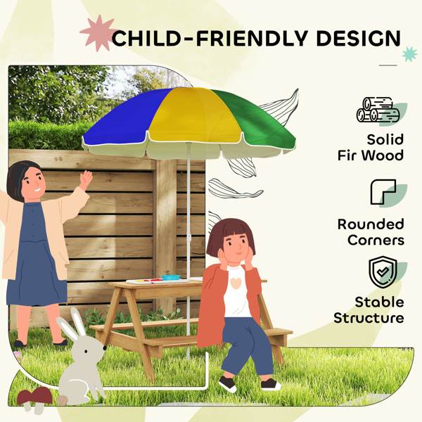 Wooden Outdoor Kids Picnic Table ( Amazon Shipping)（Prohibited by WalMart）