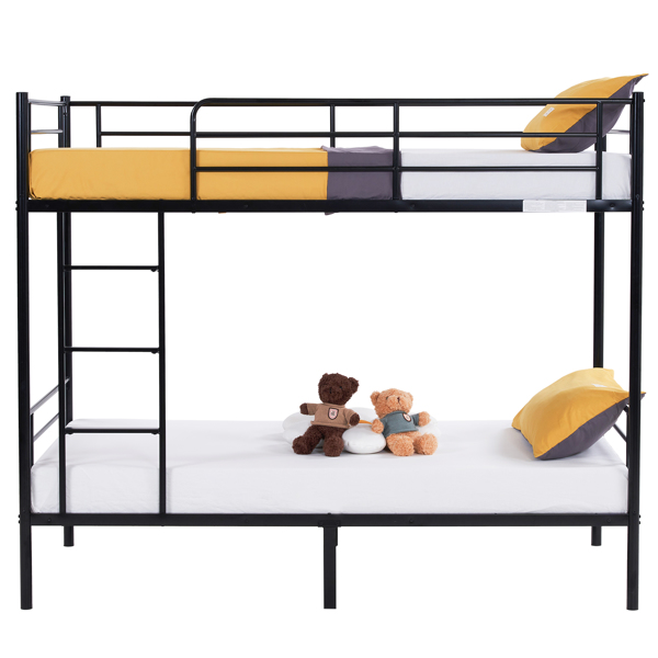 【same code：67430277】Iron Bed Bunk Bed with Ladder for Kids Twin Size Black