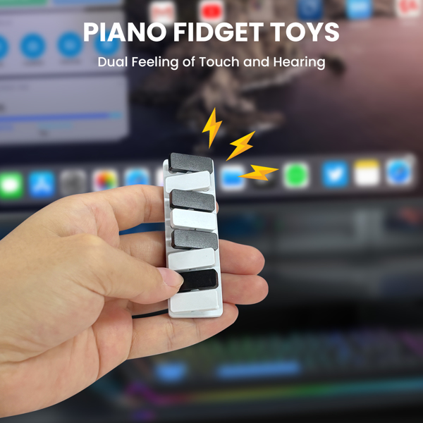Fidget Clicker, Alloy 4/8 Keys Piano Keys Magnetic Fidget Slider Detachable Metal Fidget Toy Haptic Slider EDC Haptic Fidget Clicker Adults Fidget Toys(White)