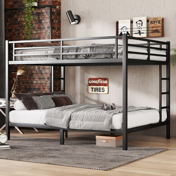 Metal Queen over Queen Bunk Bed for Teens and Adults,Space-Saving/Noise Reduced/No Box Spring Needed, Black