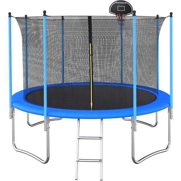 10 FT TRAMPOLINE OUTSIDE SAFETY NET WITH BASKETBALL HOOP