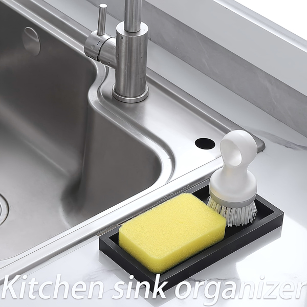 11.8in*4.92in x1 Silicone Storage Tray: Bathroom and Kitchen Organizer with Anti-Slip Features and Drainage Solution