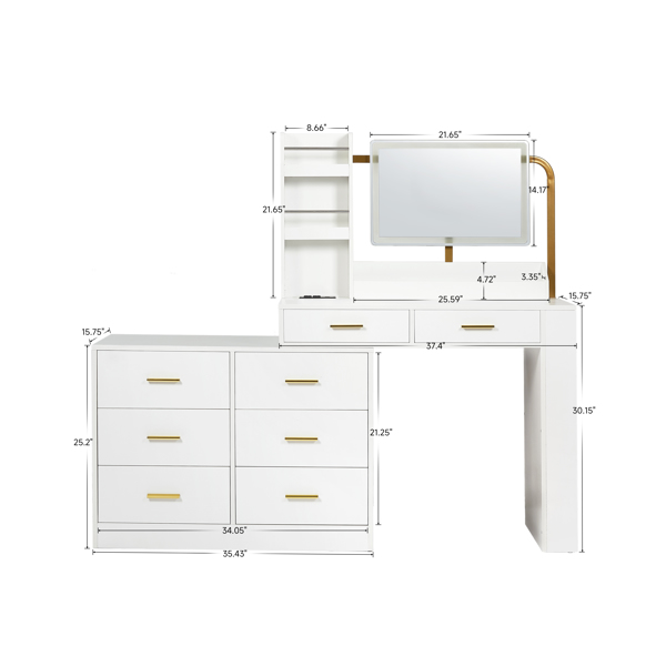 Modern White 8-Drawer Dresser for Bedroom - Ample Storage Wide Chest of Drawers, Sturdy & Safe