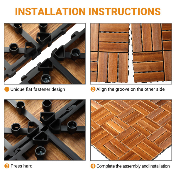 27pcs Wood Interlocking Deck Tiles 11.8"x11.8", Waterproof Flooring Tiles for Indoor and Outdoor, Patio Wood Flooring for Patio Porch Poolside Balcony Backyard