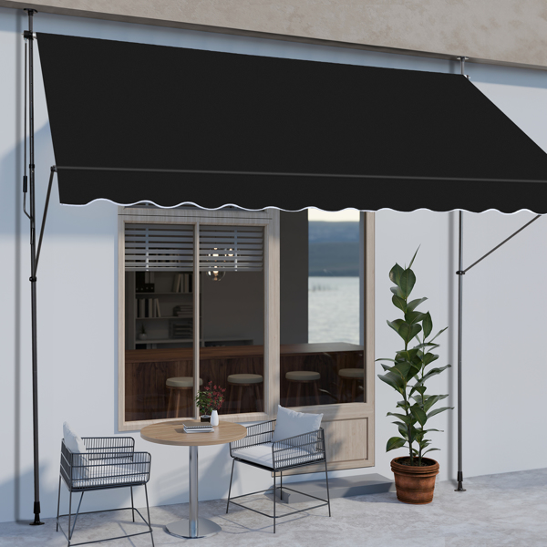 118.1"D x 59.1"W x(78.7 -118.1)"H Retractable Awning Black