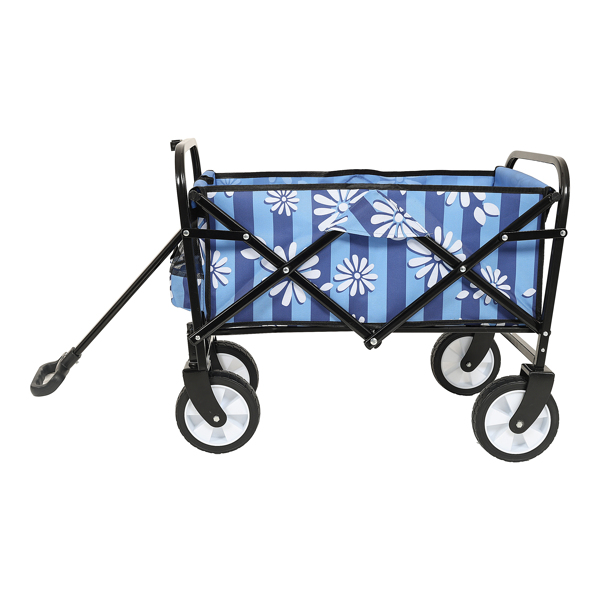 Minimeetall Colorful Collapsible Foldable Wagon Cart with strapping system, Beach Wagon ,Utility Wagon Grocery Cart Camping Shopping Sports Gardeing Fishing Supports 225lb,blue vertical