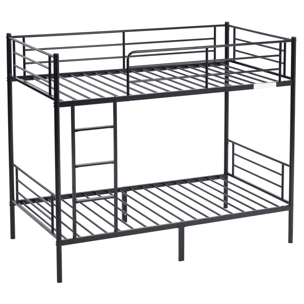 【same code：67430277】Iron Bed Bunk Bed with Ladder for Kids Twin Size Black