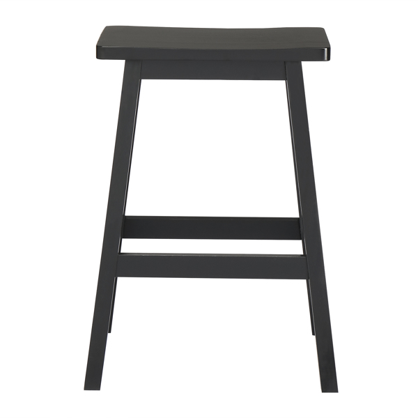 2pcs Pine Wood Saddle Seat Bar Stool Black