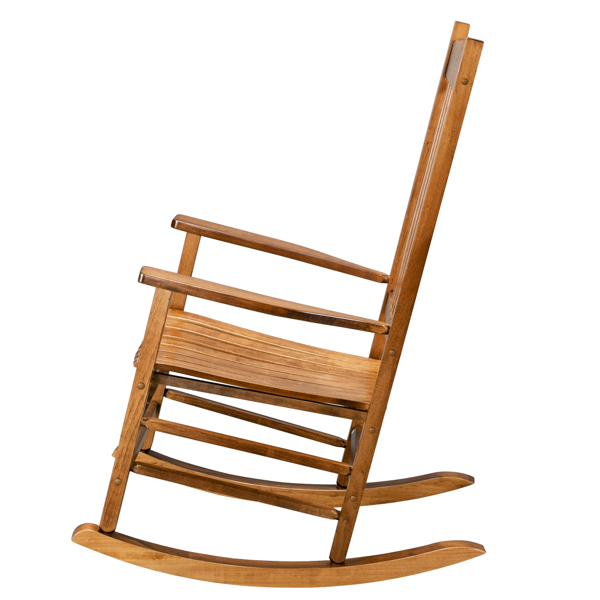 Square Wooden Rocking Chair Wavy Backboard Original Color