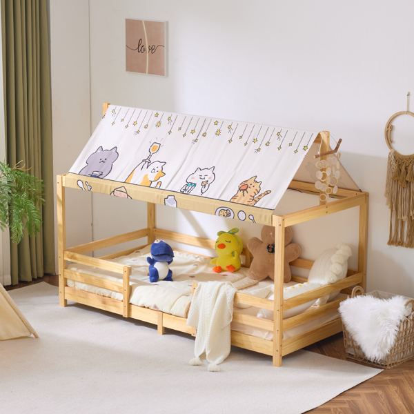 Canopy Roof Design White Painted Pine Children's Bed