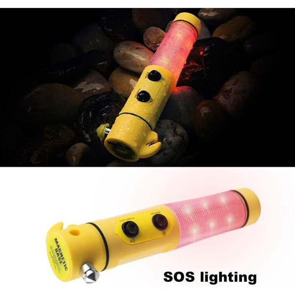Yellow Multi-functional car safety hammer with Flashlight