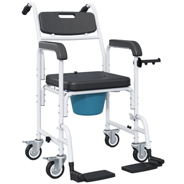   Black Shower Commode Wheelchair,  Seniors Bedside Commode Chai