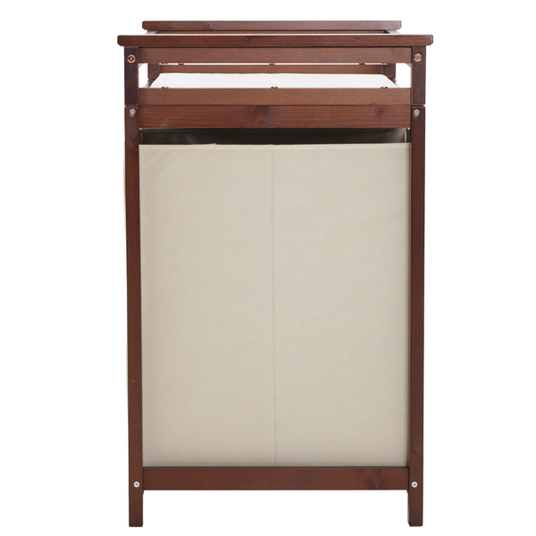 FCH Wooden Frame Removable Top Brown Painted Pine Children's Cot with 3 Fabric Drawers + 1 Fabric Bag