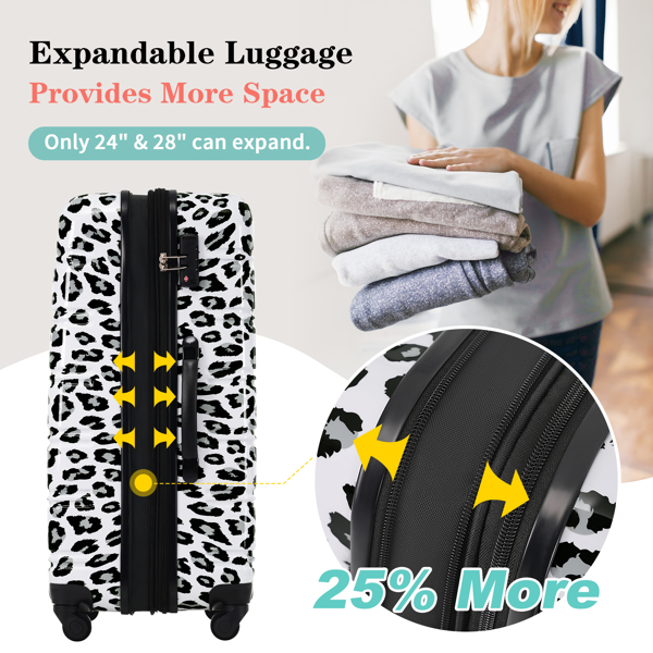 Hardshell Luggage Sets 3 pcs Spinner Suitcase with TSA Lock Lightweight-20"+24"+28" Luggages