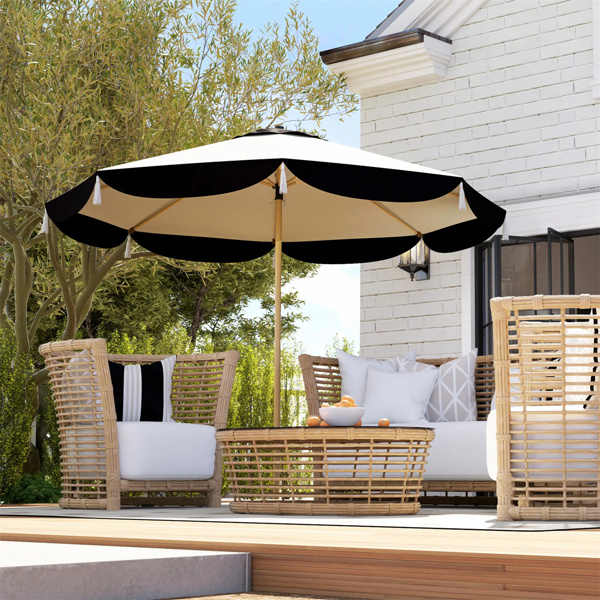 8.7 FT Elegance Patio Umbrella, UPF 50+ Outdoor Market Umbrella with 8 Ribs, Beige 