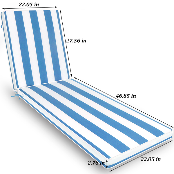 2PCS Set Outdoor Lounge Chair Cushion Replacement Patio Funiture Seat Cushion Chaise Lounge Cushion (Sky Blue/White Striped)  [Sale to Temu is Banned.Weekend can not be shipped, order with caution]