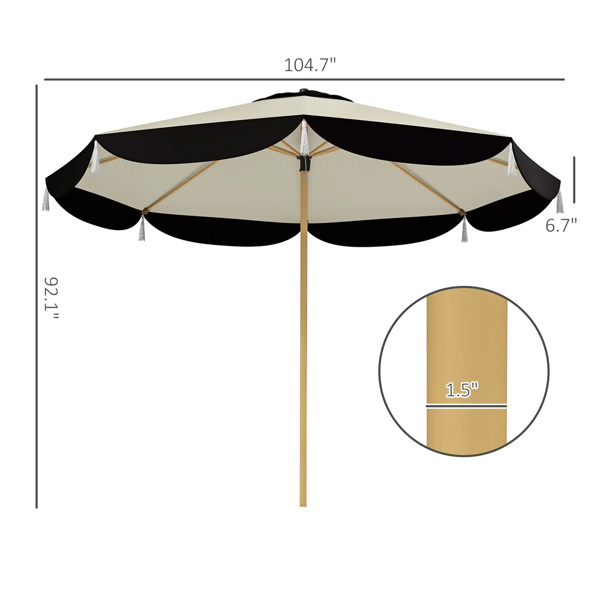 8.7 FT Elegance Patio Umbrella, UPF 50+ Outdoor Market Umbrella with 8 Ribs, Beige 