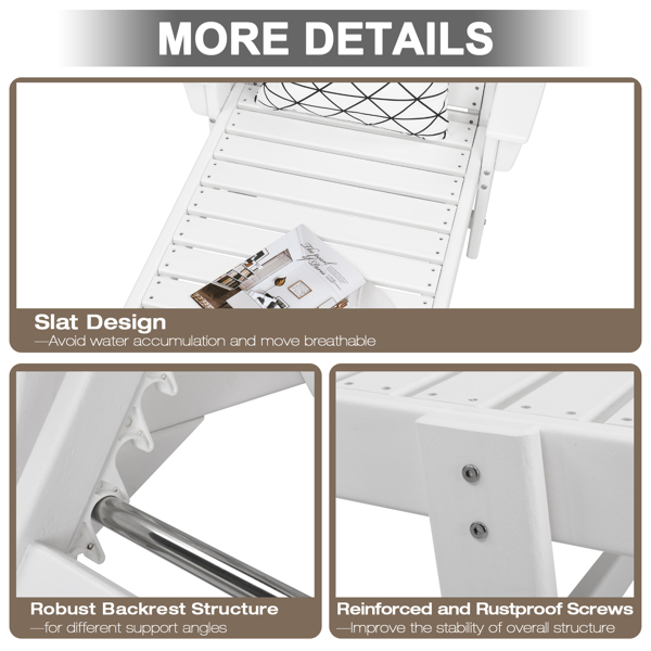 195*75.5*33cm HDPE Backrest Adjustable Lying Bed White