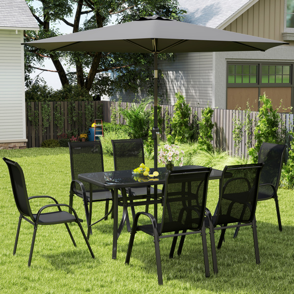 Outdoor dining table and chair package with umbrella ( Amazon Shipping)（Prohibited by WalMart）