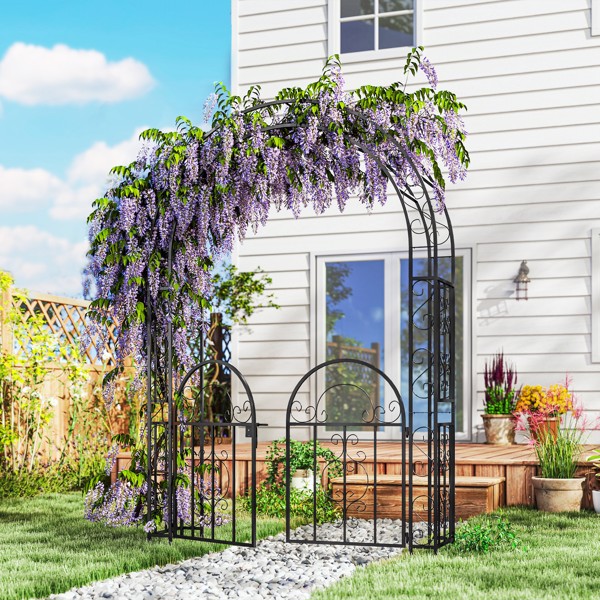 Steel Garden Arch with Gate ( Amazon Shipping)（Prohibited by WalMart）