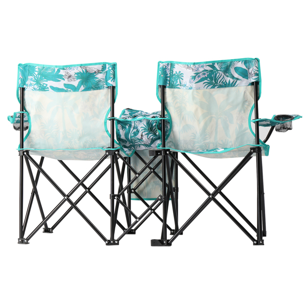 Portable Outdoor 2-Seat Folding Chair with Removable Sun Umbrella Pineapple