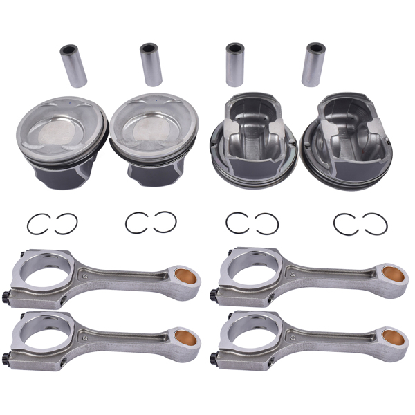 Set of 4 Engine Piston and Connecting Rod Kit for Hyundai Sonata Kia Sorento Optima 2.4L L4 2011-2013 23510-2G540 23410-2G511