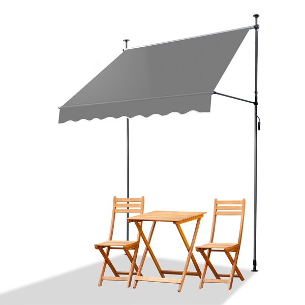 78.7"D x 47.2"W x(78.7 -118.1)"H  Retractable Awning Grey