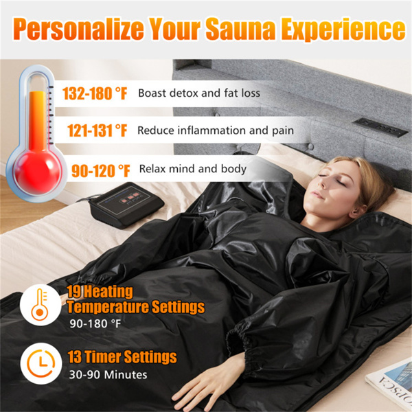 Infrared Sauna Blanket for Home Use with Armholes Wraps and Sauna Bag