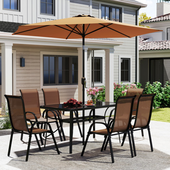 Outdoor dining table and chair package with umbrella ( Amazon Shipping)（Prohibited by WalMart）