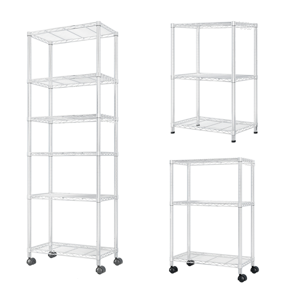 Heavy Duty Storage Shelves  72.83" H   Wire Shelving Unit with Wheels 1020LBS  NSF Metal Shelves for Storage Adjustable Garage Storage Rack Pantry Shelf Commercial Shelving, 72.83" H X 23.6''W X 13.78