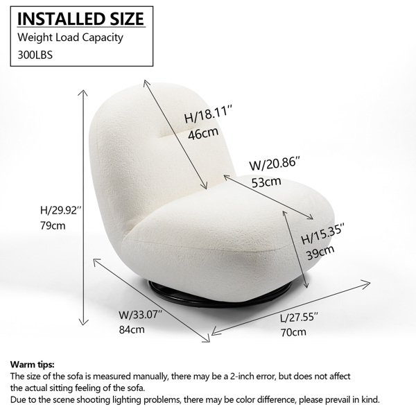 Luxury Modern Swivel Accent Chair, Tight Back Ice Flower Velvet Sofa Chair, Minimalist Style Comfy Single Cloud Chair Armless Cozy Chair for Living Room Apartment Reception Space