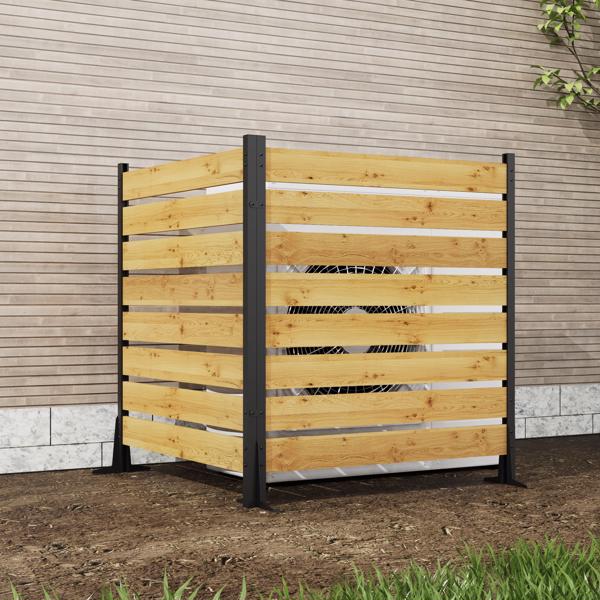 55"x38.5"W (2 Panels) Cedar Wood Privacy Screen, Outdoor Privacy Walls, Privacy Wood Fence for Pool Equipment Enclosure, Trash Can Enclosures, Air Conditioner Fence