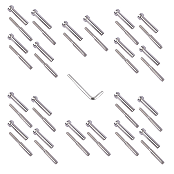 T316 20Pcs Stainless Steel Screw Fastener Kit with Wrench for 3/16" Wire Rope Cables