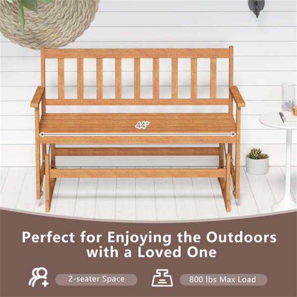 2-Person Wooden Outdoor Rocking Chair，Patio Swing Rocking Loveseat