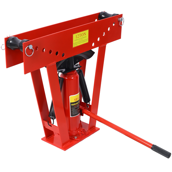 12 Ton Pipe Bender Manual Hydraulic, Piping Bending Exhaust Tube Fabric with 6 Dies, Adjustable Rollers 90-180 Degree Bending Steel Iron Metal Ratcheting for Pipe Tube Bender,red