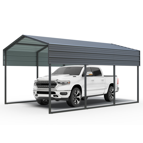 10x15 FT Metal Carport Heavy Duty with Reinforced Frame, Outdoor Garage Multi-Use Shelter Canopy Car Shelter for Pickup, Boat, Car and Tractors