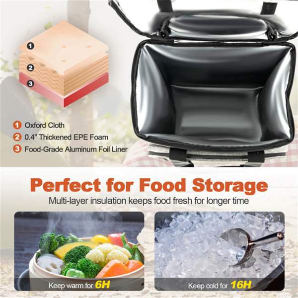 40 L Large Capacity Cooler Bag with Detachable Bottom Plate Gray 