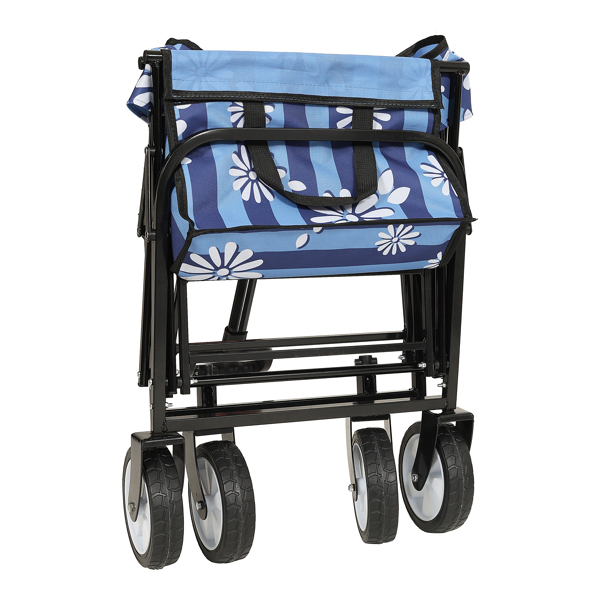 Minimeetall Colorful Collapsible Foldable Wagon Cart with strapping system, Beach Wagon ,Utility Wagon Grocery Cart Camping Shopping Sports Gardeing Fishing Supports 225lb,blue vertical