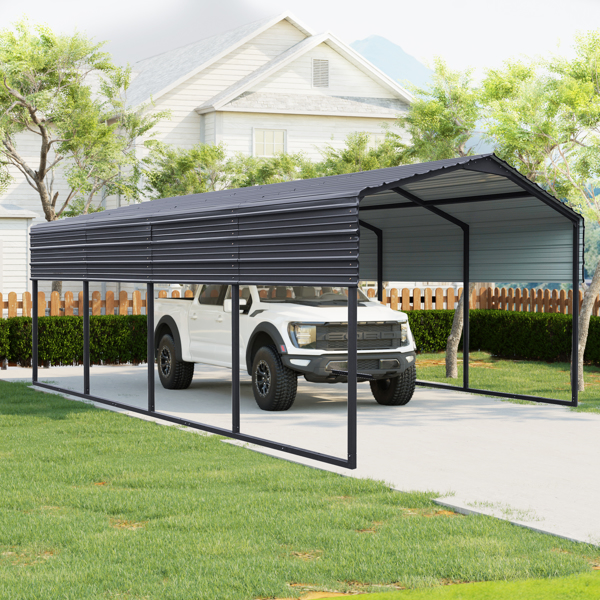 12x20 FT Metal Carport,Heavy Duty Canopy Galvanized Steel Outdoor Garage for Snow,Waterproof Car Shelter